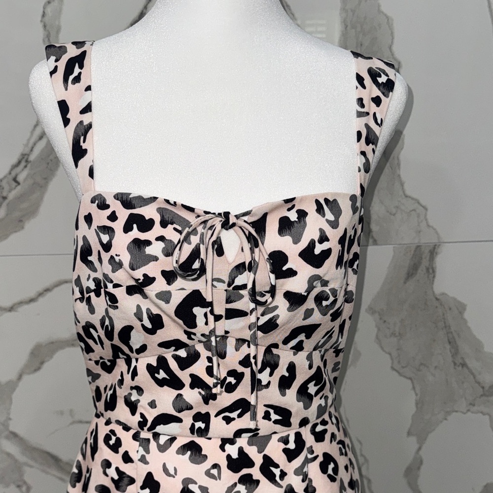 NWT Hutch Linen Pink Black Animal Cheetah Print Sleeveless Midi Dress - Picture 2 of 8